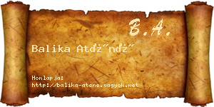 Balika Aténé névjegykártya
